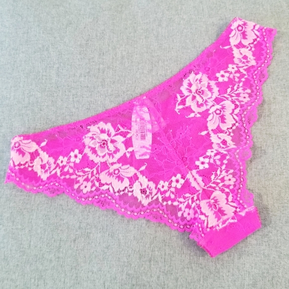 Victoria's Secret Vintage Cheekini Bikini Pink Lace Rhinestone Crystal Panty NWT - Picture 15 of 16